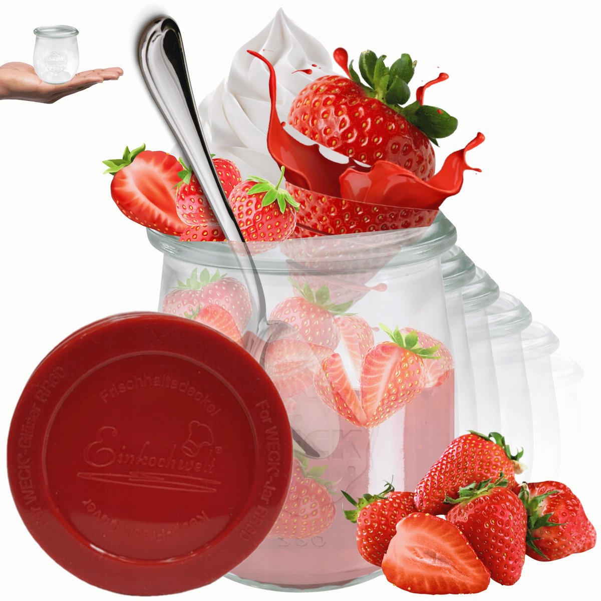 Weck Glazen Potten 220ml met Siliconen Deksel - Set van 6