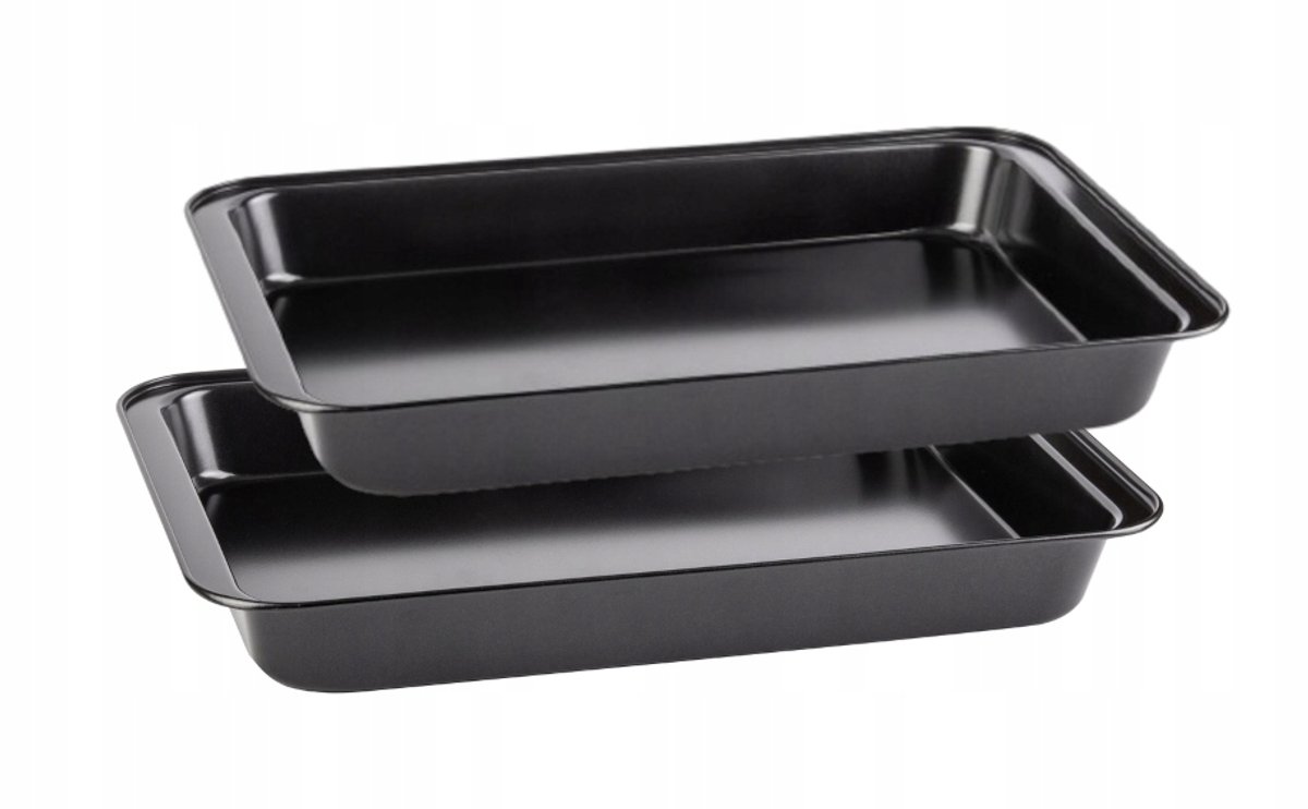 Bakvorm 2 stuks 37x25,5 cm zwart anti-aanbaklaag