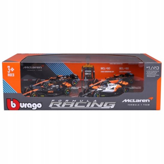 Bburago F1 Race Set Lando Norris McLaren 1:43 - 4 Modellen