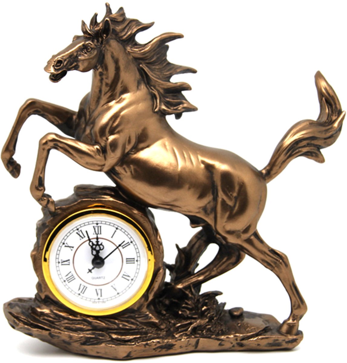 Queen Isabell - Klok Beeldje springend paard - bronzen decoratie