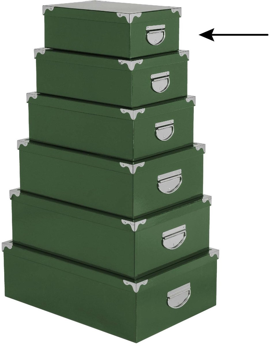 5Five Opbergdoos/box - 4x - groen - L28 x B19.5 x H11 cm - Stevig karton - Greenbox
