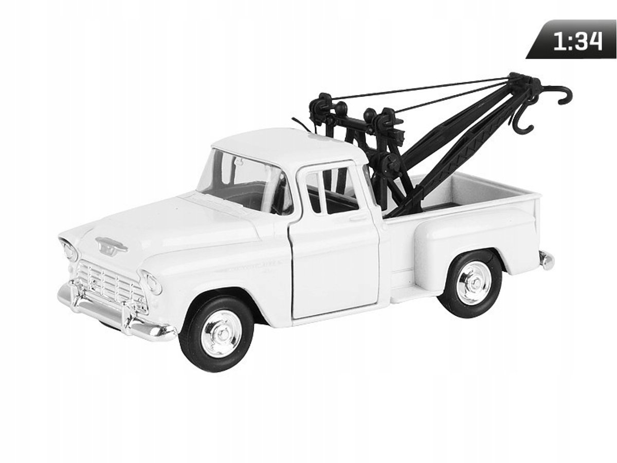 Modelauto Chevy Stepside Takelwagen Wit 1:34