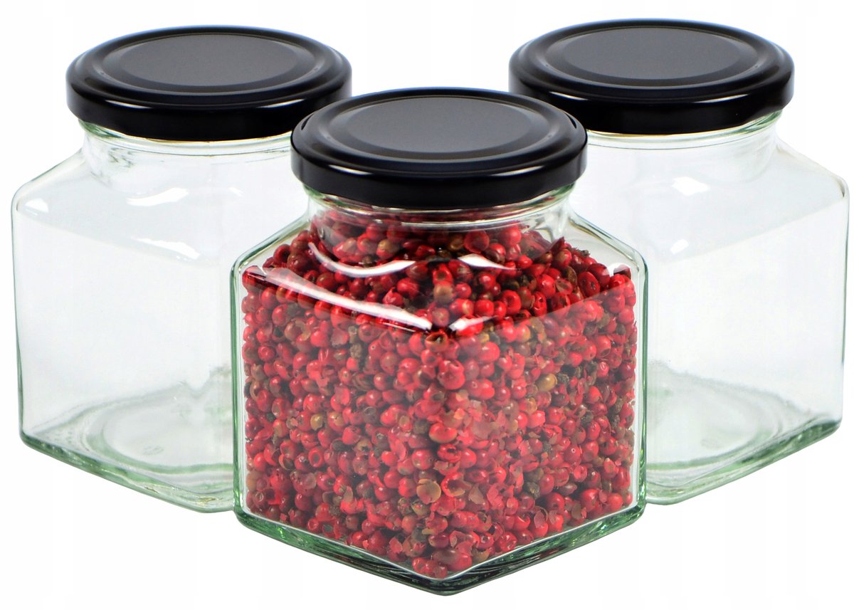10x Glazen Potten 300 ml Vierkant - Kruiden & Honing