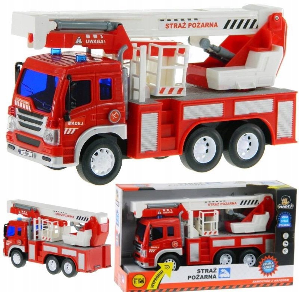 Brandweer Auto met Licht & Geluid, 30cm, Frictie Aandrijving