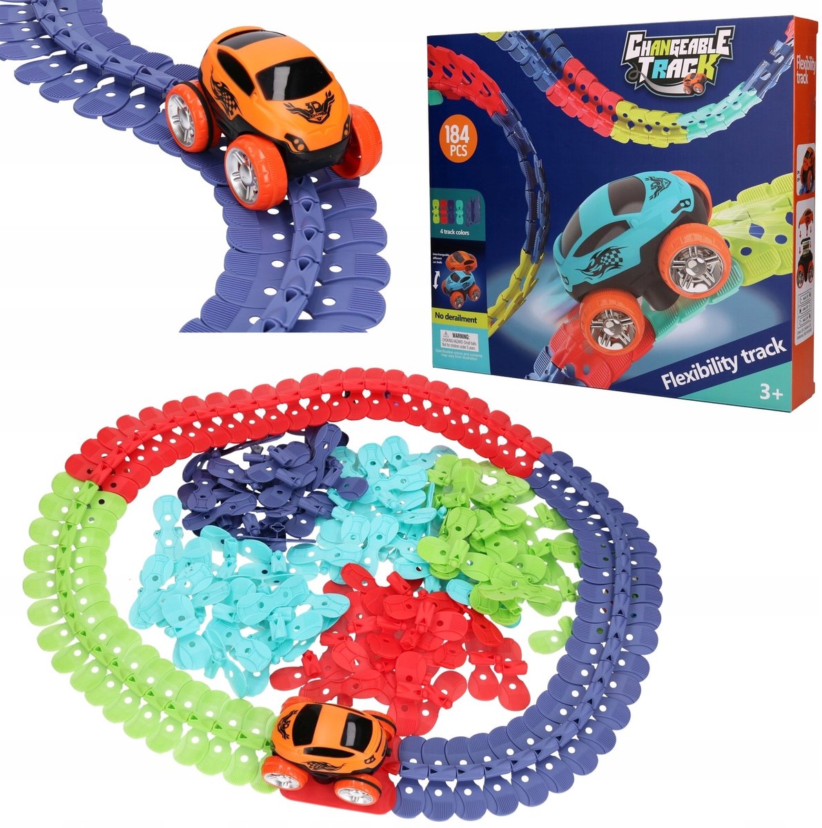 Flexibele Racebaan met Auto - 184 Delen