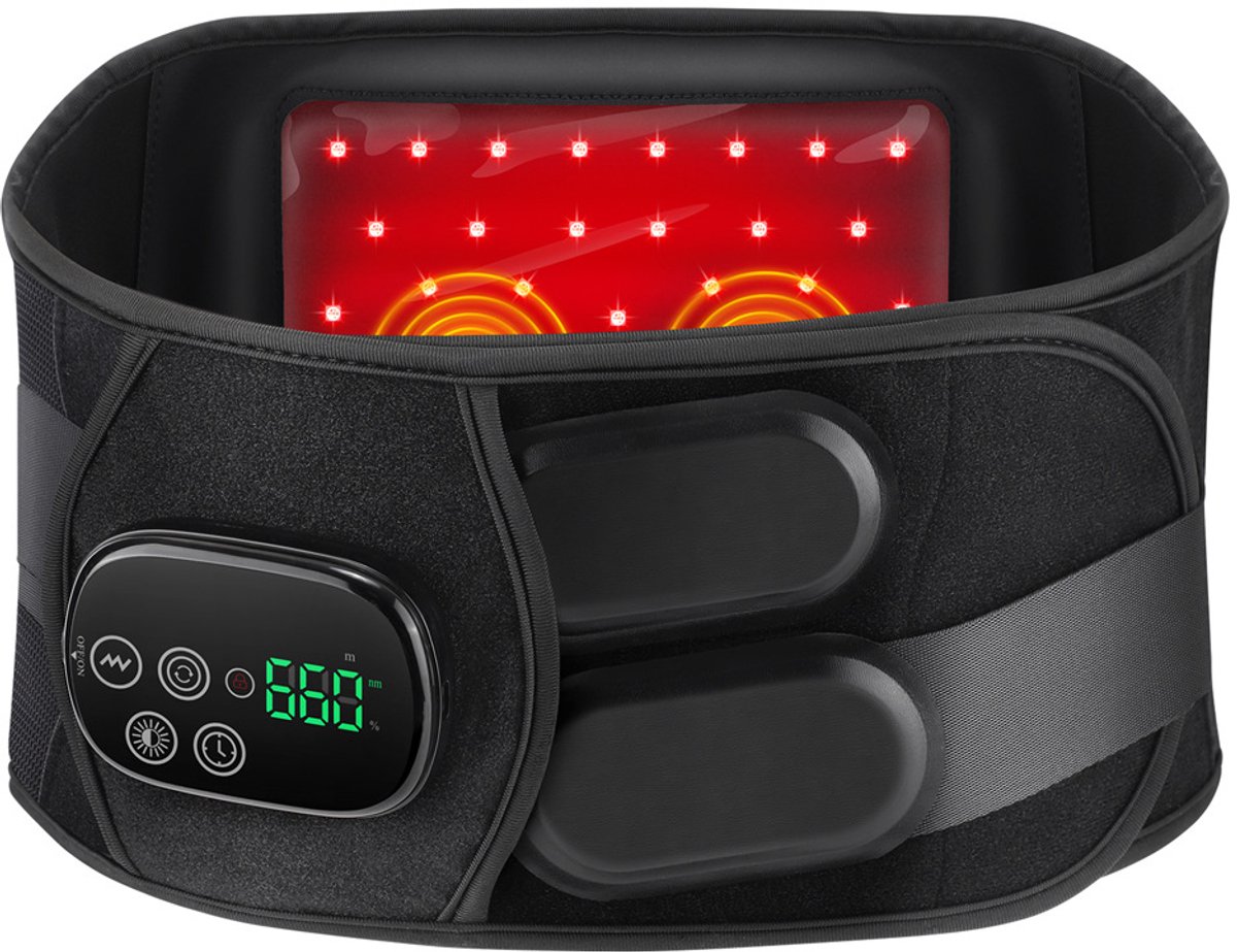 Warmteband - Infrarood Warmtegordel – Verwarmde Rugband - Elektrisch verwarmingskussen voor de taille - Draadloze verwarmde rugband - Touchscreen voor verlichting van pijn in de onderrug - 5000 mAh-batterij - Zwart