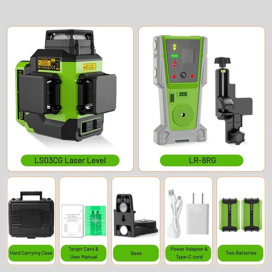 Kruislijnlaser Laser Waterpas,4 X 360 16 Lijnen Zelfnivellerende Laserwaterpas Groene Lazerwaterpas Voor Bouw Tegelwerk Thuisrenovatie Foto S Ophangen 1815543664