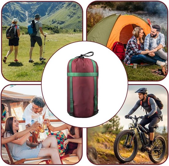 Compressiezak - Slaapzak compressiezak - Slaapzak opbergzak - Opbergzak - Opbergzakken voor backpacken - Draagbare slaapzakopbergzak - Lichtgewicht backpackzak - kampeeropbergzak - voor reizen, kamperen en outdoor backpacking - rood - 18*18*38 cm van Merkloos — afbeelding 2