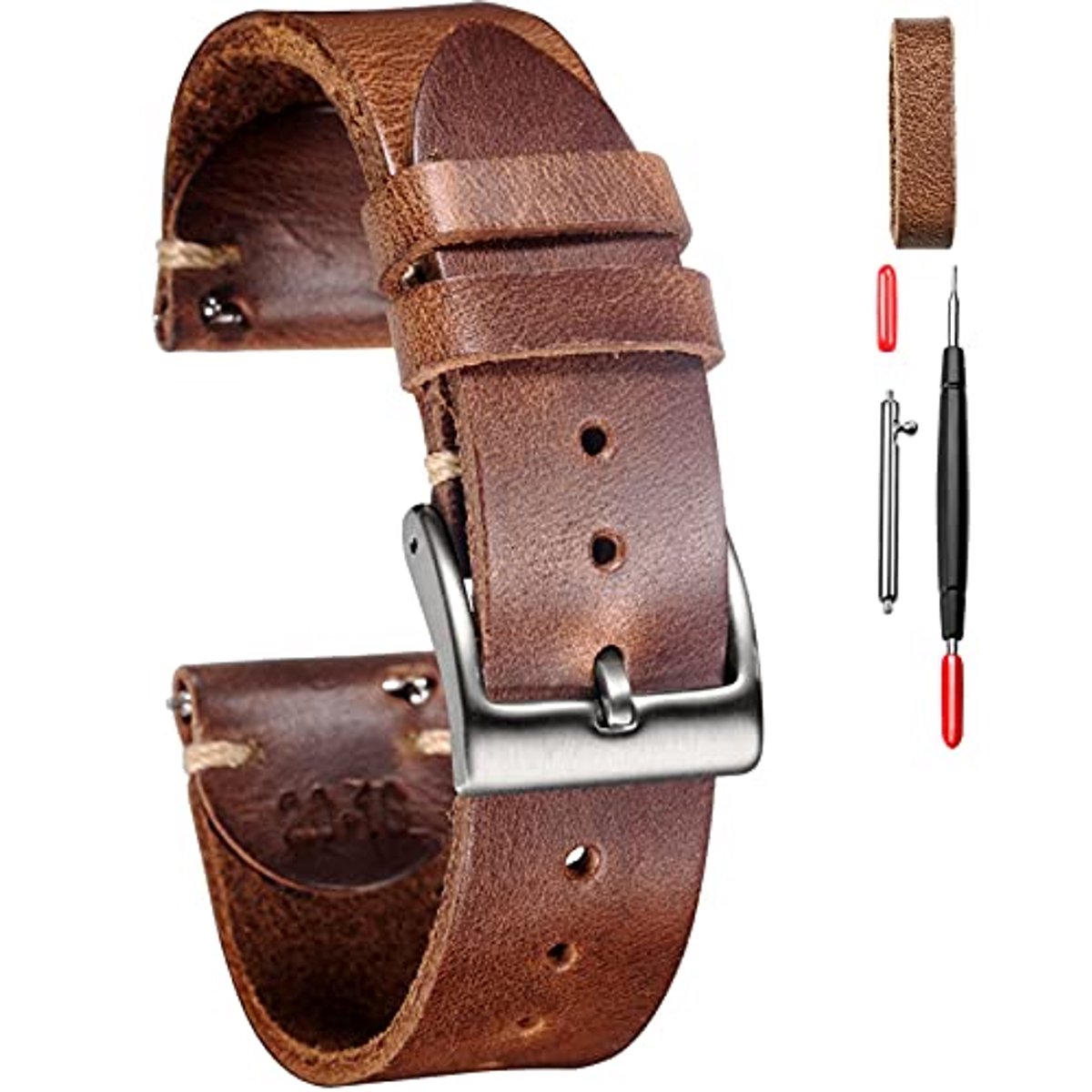 Leren Horlogeband voor Mannen met Snelle Bevestiging - Vintage Vervangband 18mm, 20mm, 22mm