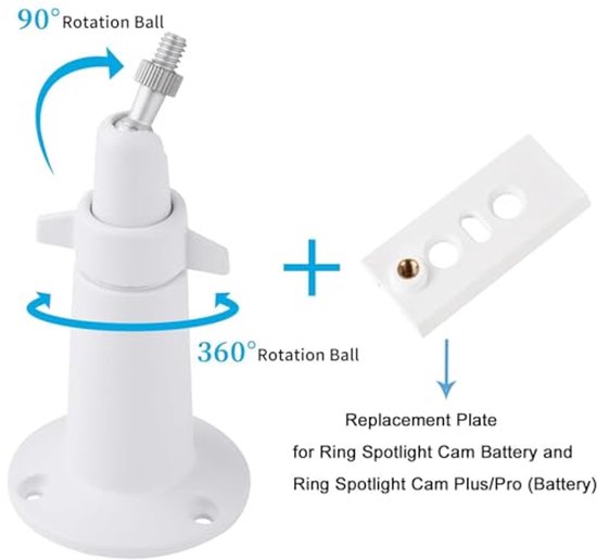 Verstelbare Wandbeugel voor Beveiligingscamera's - Compatibel met Ring Spotlight Cam en Ring Solar Panel - 360° Aanpasbare Steun voor Camera's van Merkloos — afbeelding 2