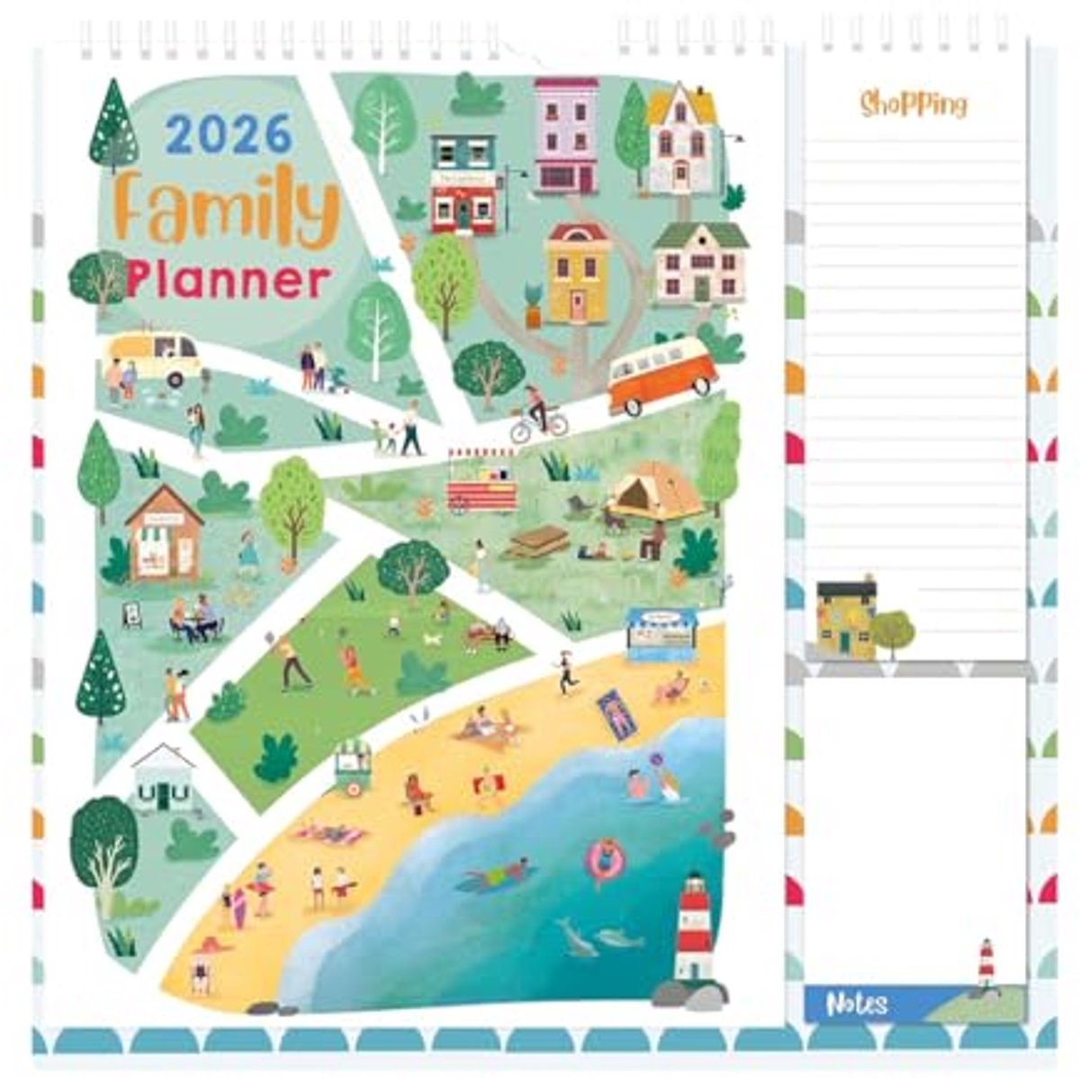 Gezinsplanner 2025 Muurkalender met Memo Pad en Boodschappenlijst - Maandelijks Vijf Kolommen