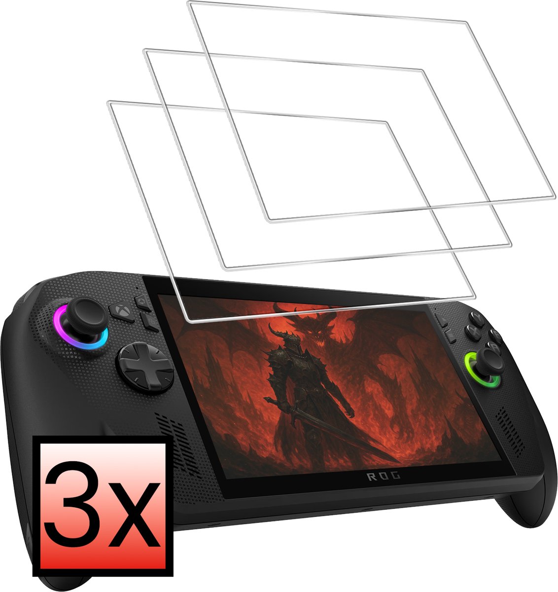 Screenprotector Geschikt voor Xbox Ally X Bescherm Glas Screen Protector - 3 PACK