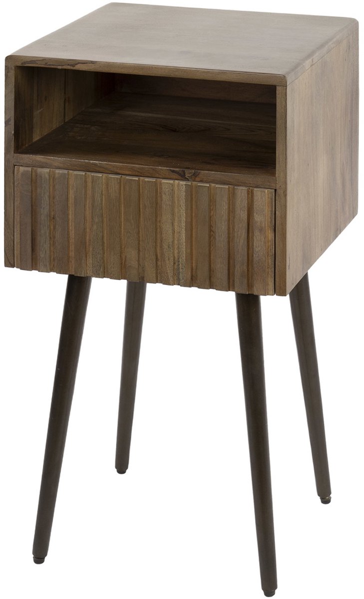 Giga Meubel Nachtkastje Carve - Bruin Acaciahout - 35x35x61cm