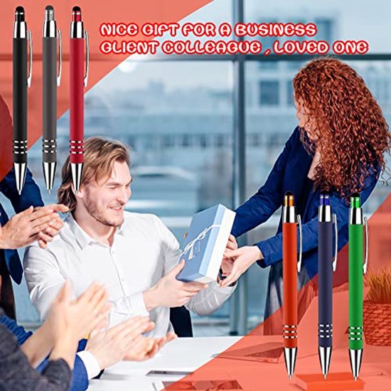 Cobee Stylus Tip Ballpoint Pen, 6 Pieces 1mm Retractable Medium Point Smooth Writing Pen Black Ink Metal Stylus Cute Pen for Touchscreens — afbeelding 4