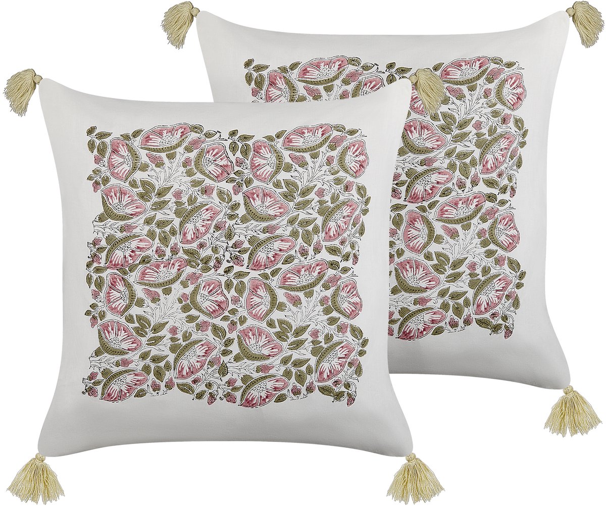 Beliani CARISSA - Sierkussen set van 2 - Multicolor - 45 x 45 cm - Katoen Meerkleurig