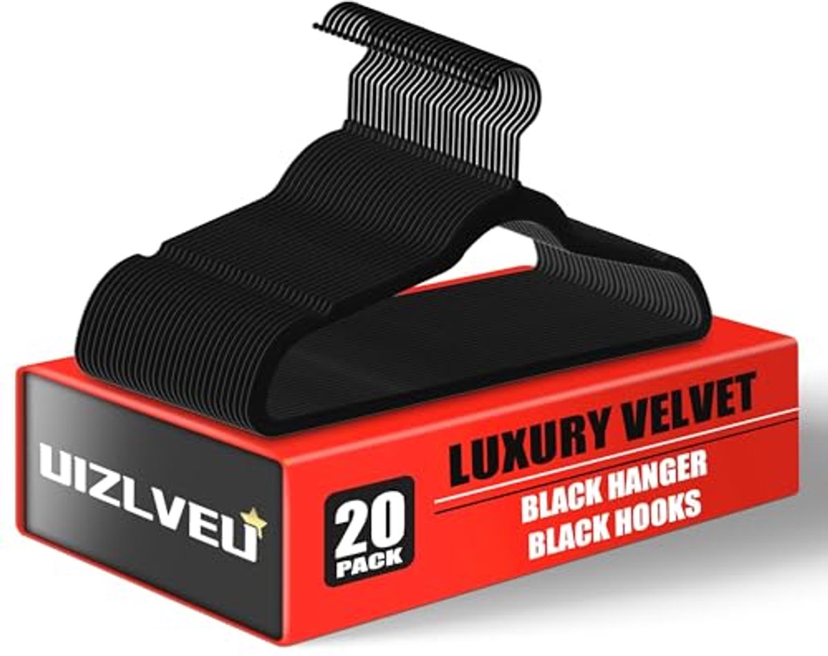 Fluwelen luxe antislip kleerhangers - 20 stuks, ruimtebesparende hangers voor kleding