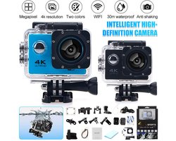 TuseRxln 4K Actiecamera Wifi – 16Mp – 170° Wide Lens 1080P Video – 1 – Outdoor Sporten En Duiken – Zwart