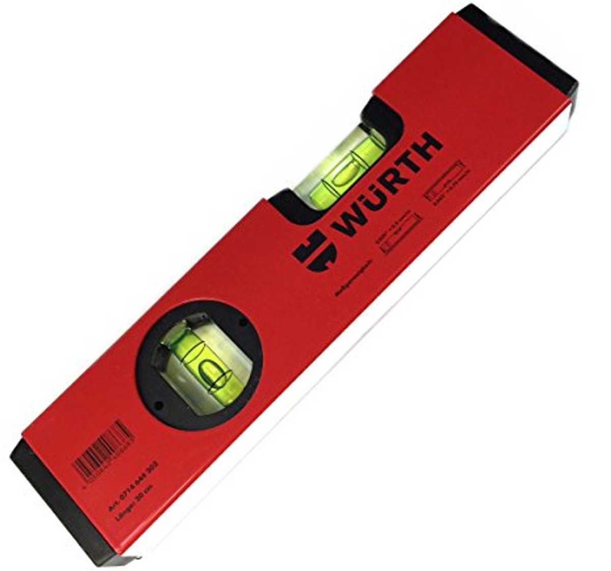 Professionele 20 cm waterpas - Aluminium, rechthoekig profiel, meetnauwkeurigheid 0,5 mm/m