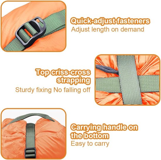 Compressiezak - Slaapzak compressiezak - Slaapzak opbergzak - Opbergzak - Opbergzakken voor backpacken - Draagbare slaapzakopbergzak - Lichtgewicht backpackzak - kampeeropbergzak - voor reizen, kamperen en outdoor backpacking - oranje - 18*18*38 cm van Merkloos — afbeelding 5