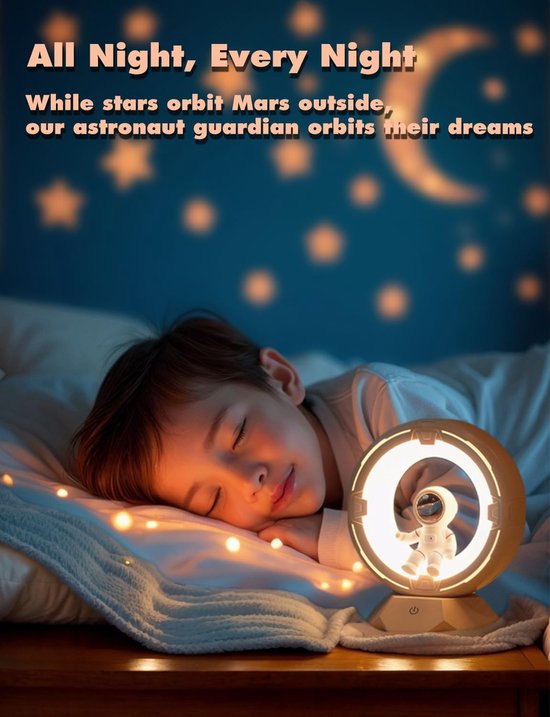 Nachtlampje voor kinderen, astronautenruimte, nachtlamp met 9 niveaus, koud, warm licht, oplaadbaar, dimbaar, kraantouch-nachtlampje voor kinderen, peuters, slaapkamer — afbeelding 2