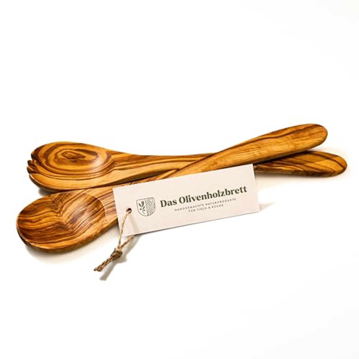 Saladebestek van Olijfhout - Handgemaakt Houten Serveerset van 30 cm