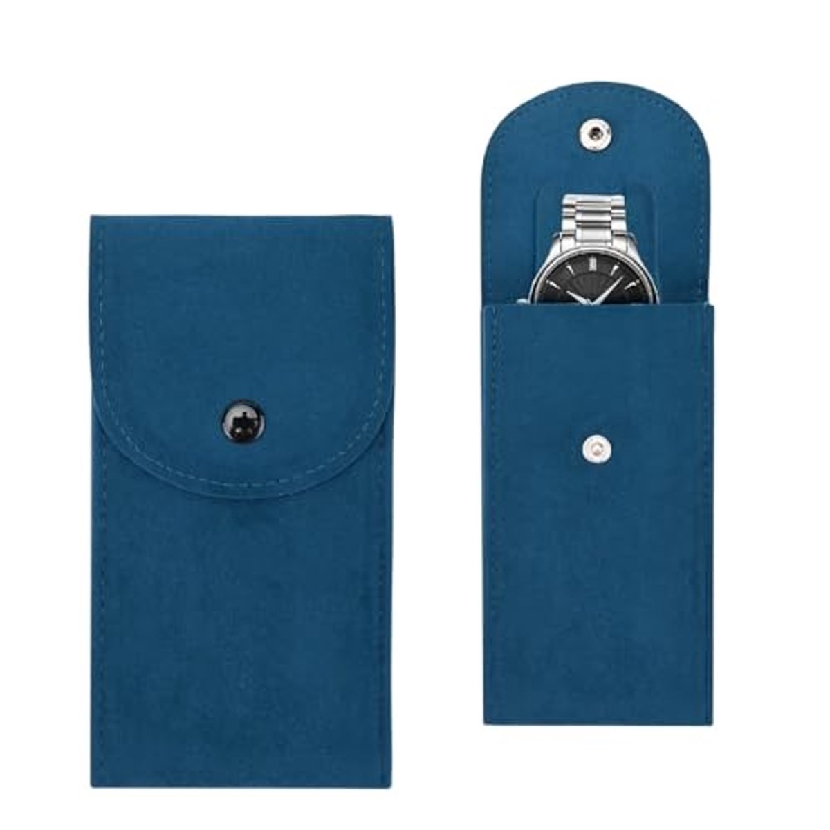 Draagbare flanellen horlogezakjes voor 1 horloge - 2 stuks - Reis etui met drukknop