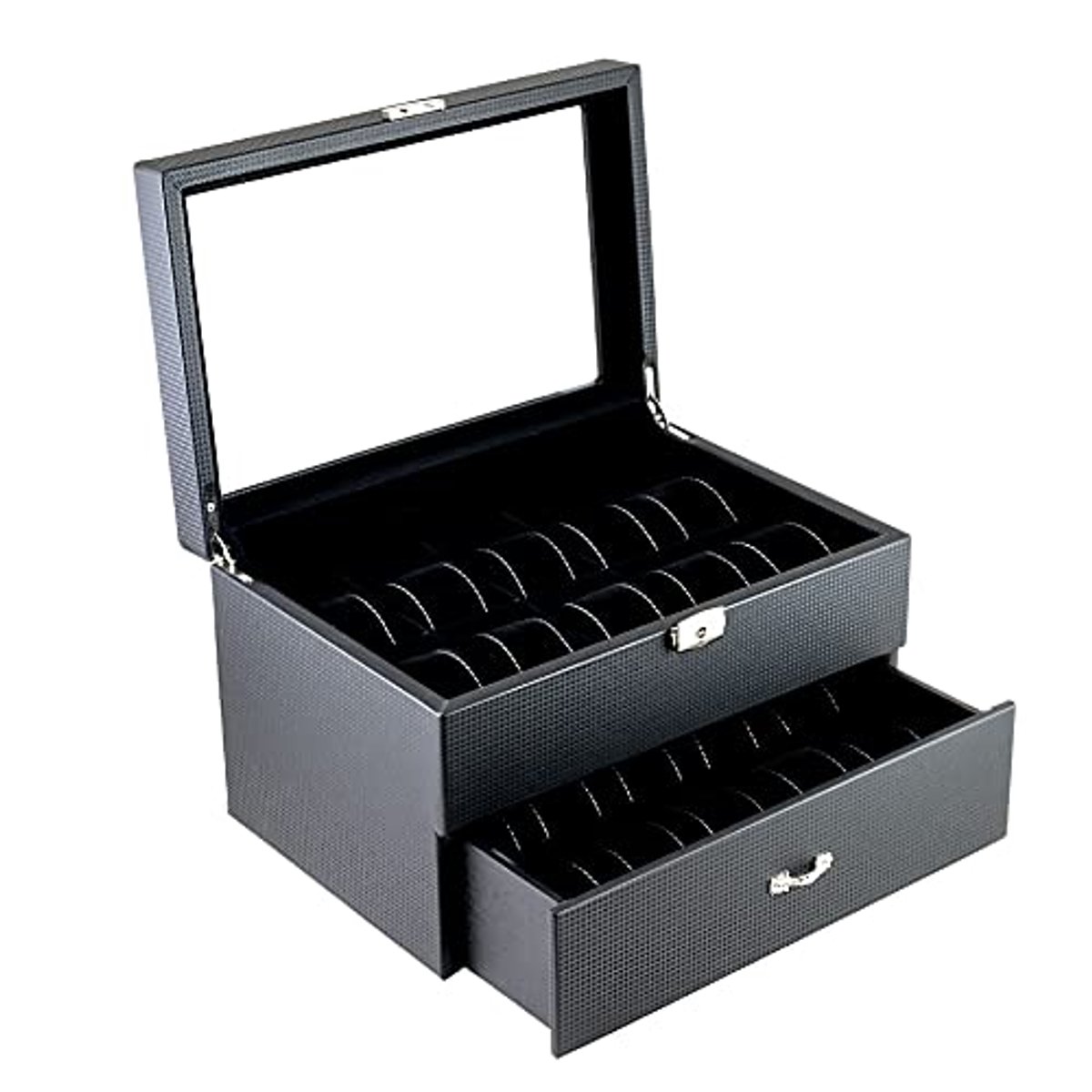 Horloge Opbergdoos voor 20 Horloges met Koolstofvezel Patroon