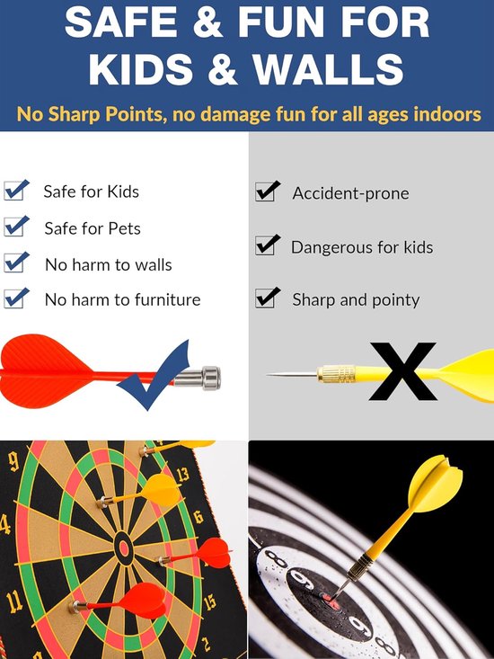 Daity 1 Set - Magnetic Dartboard - Double-Sided Board Set with 6 Darts - Hanging Roller Safety Dartboard for Indoor and Outdoor Family Games - Suitable for Boys Toys Kids Gifts（17 inch） — afbeelding 2