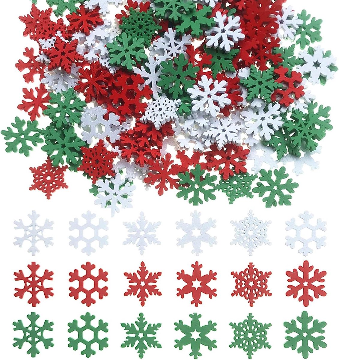 Houten sneeuwvlok strooidecoratie voor kerst DIY knutselen - 20 mm.