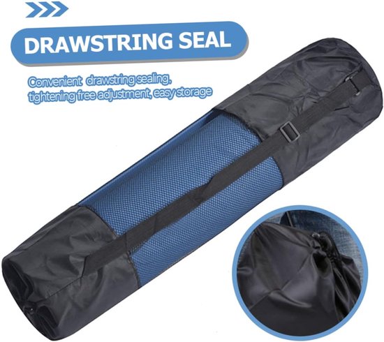 2 Stuks - Yogamat Tas - Zwart - Polyester - Voor Yogamat van 180*80*0.8cm - Met trekkoord en riem - Sporttas - Opbergtas voor yoga mat - Draagbaar - Dames schoudertas — afbeelding 3