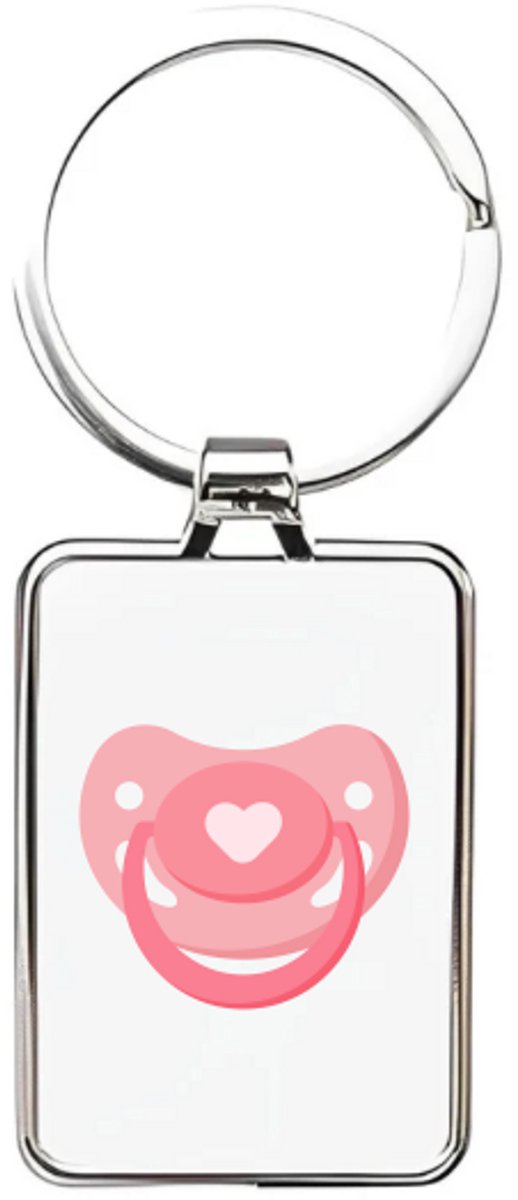 Hacebo® - Speen sleutelhanger rechthoekig - Kind - Kinderen - sleutelhangers - Meisje - roze - cadeau voor een baby - rechthoekige sleutelhanger - 3 x 7.8 CM