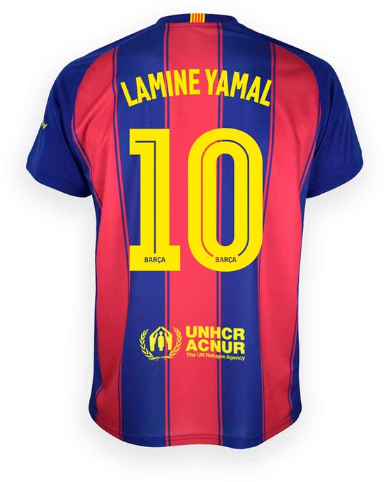 T-shirt manches courtes domicile FC Barcelona 25/26 Lamine Yamal Junior Rouge 14 ans Garçons, Filles