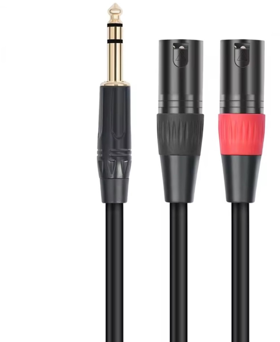 Image of 2x XLR (m) - 1x 6,35mm Jack stereo (m) kabel | verguld | 1 meter