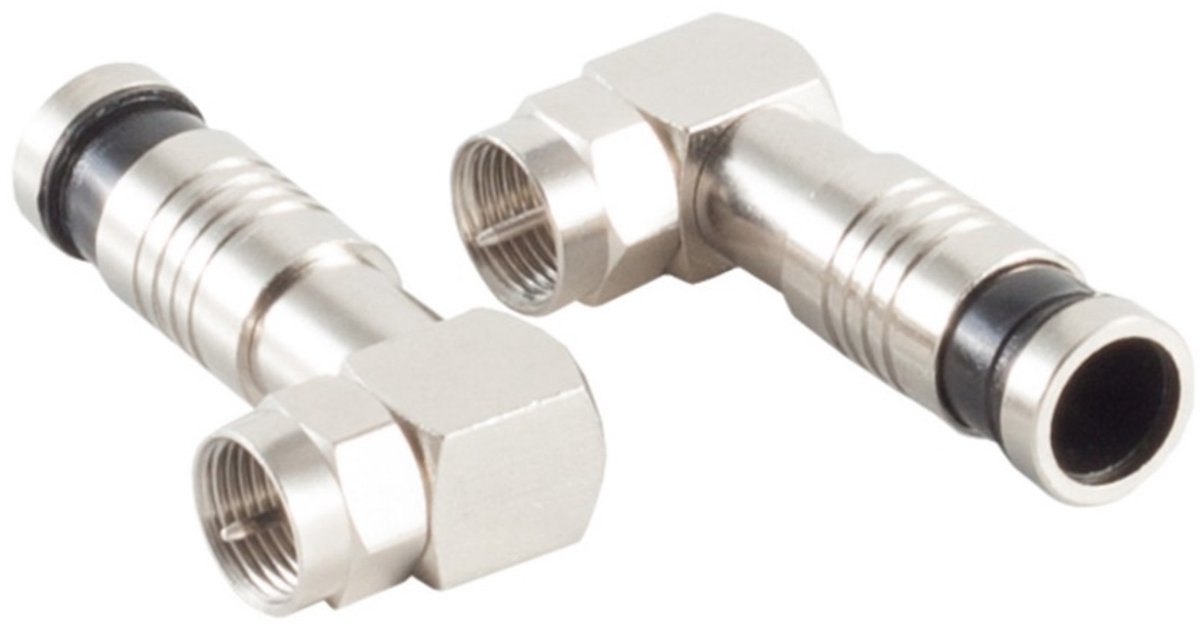 Compressie F-connector voor 7 mm kabel / haaks