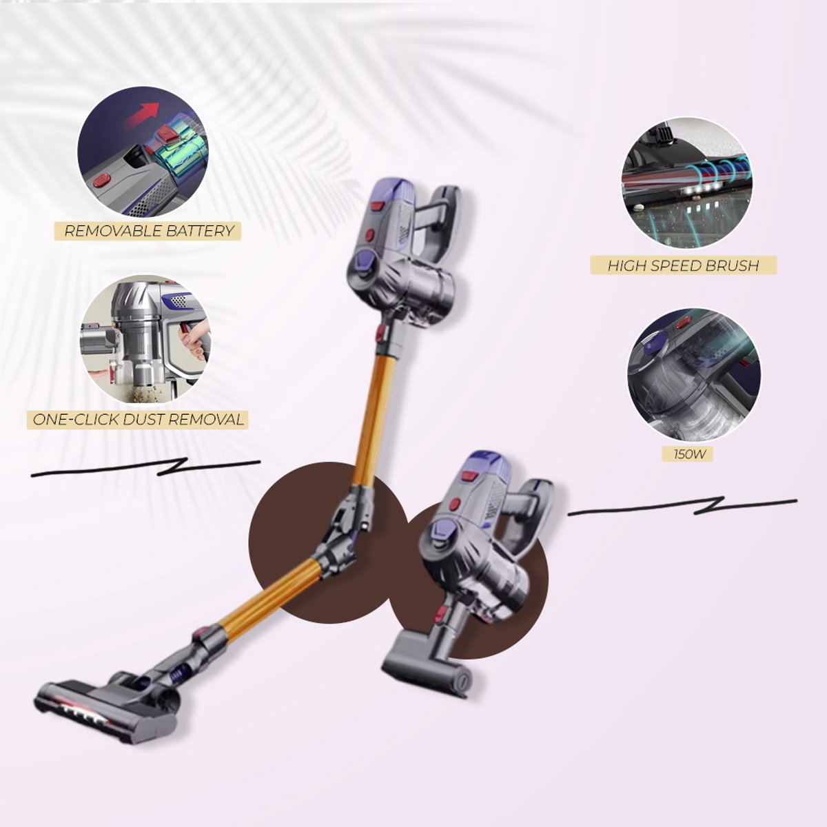Foldable Cordless Wasstofzuiger levert krachtige reinigingsprestaties