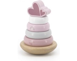 Label Label stapelringen roze met naam – gepersonaliseerd babyspeelgoed voor meisjes – duurzaam houten speelgoed – origineel kraamcadeau meisje – baby cadeau met naam