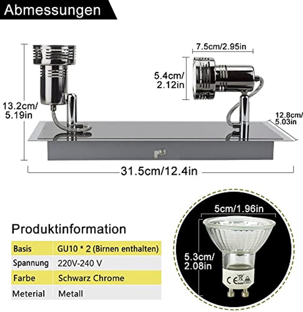 Moderne LED Plafondlamp met Draaibare Spots - Warm Wit 3000K - 480 Lumen