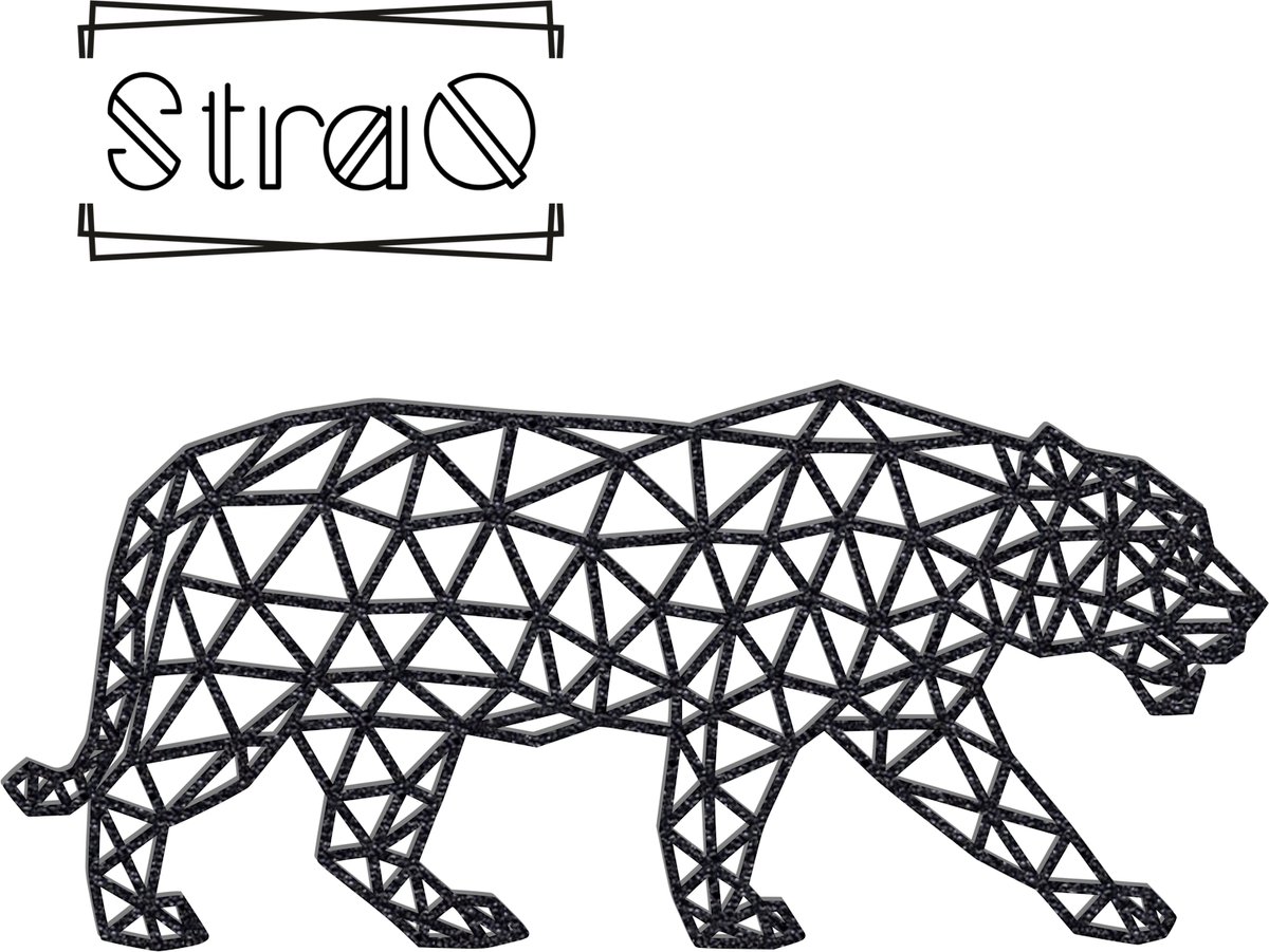 StraQ Zwarte Geometrische Leeuwin 24 cm - Dier - Muurdecoratie - Wanddecoratie - Wandversiering - Rechts