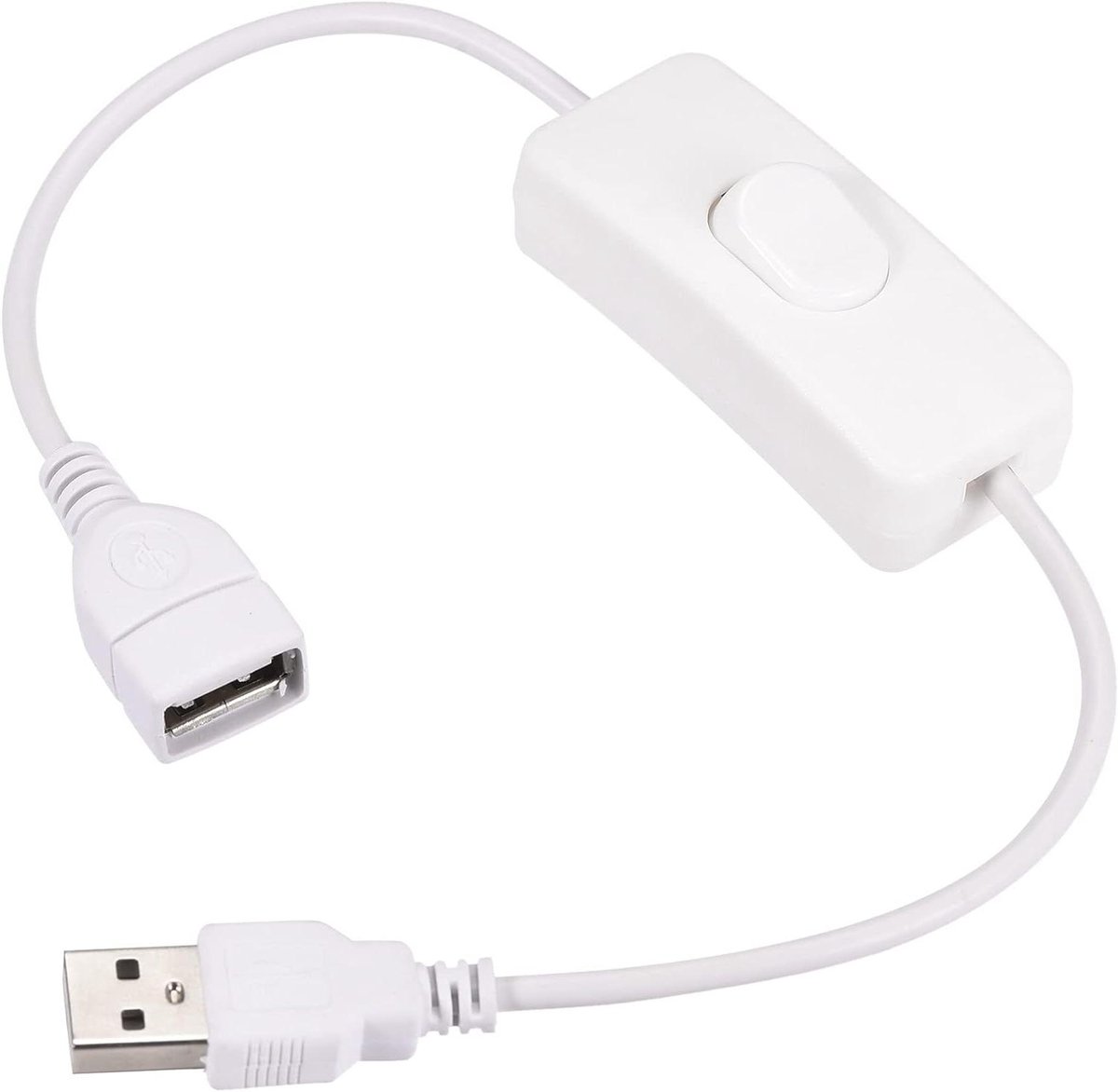 Allecto plus - Witte USB-kabel met schakelaar, verlengkabel 34 cm voor LED-bureaulampen en LED-strips