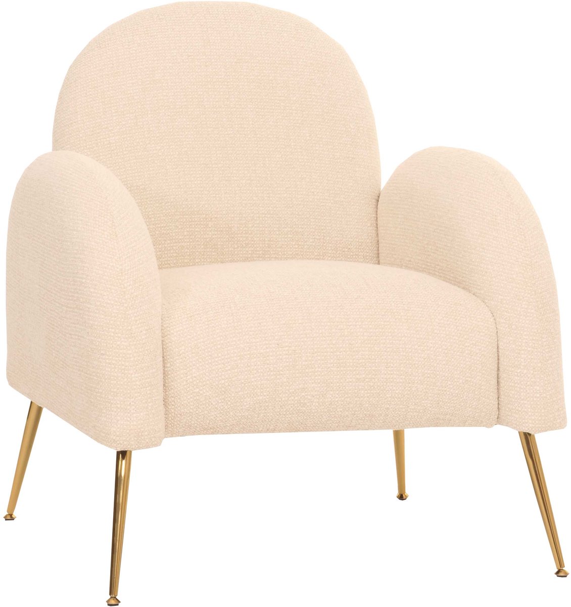 MCW Loungestoel MCW-N69, cocktailstoel fauteuil, retro nosa ophanging stof/textiel chenille ~ crème-wit