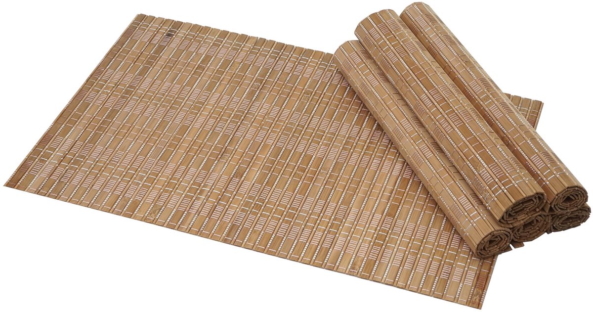 6-delige placemat MCW-C13, placemat, bamboe wasbaar 45x30cm ~ donkerbruin