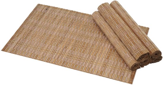 Set de table 6 pièces MCW-C13, set de table, bambou lavable 45x30cm ~ marron foncé