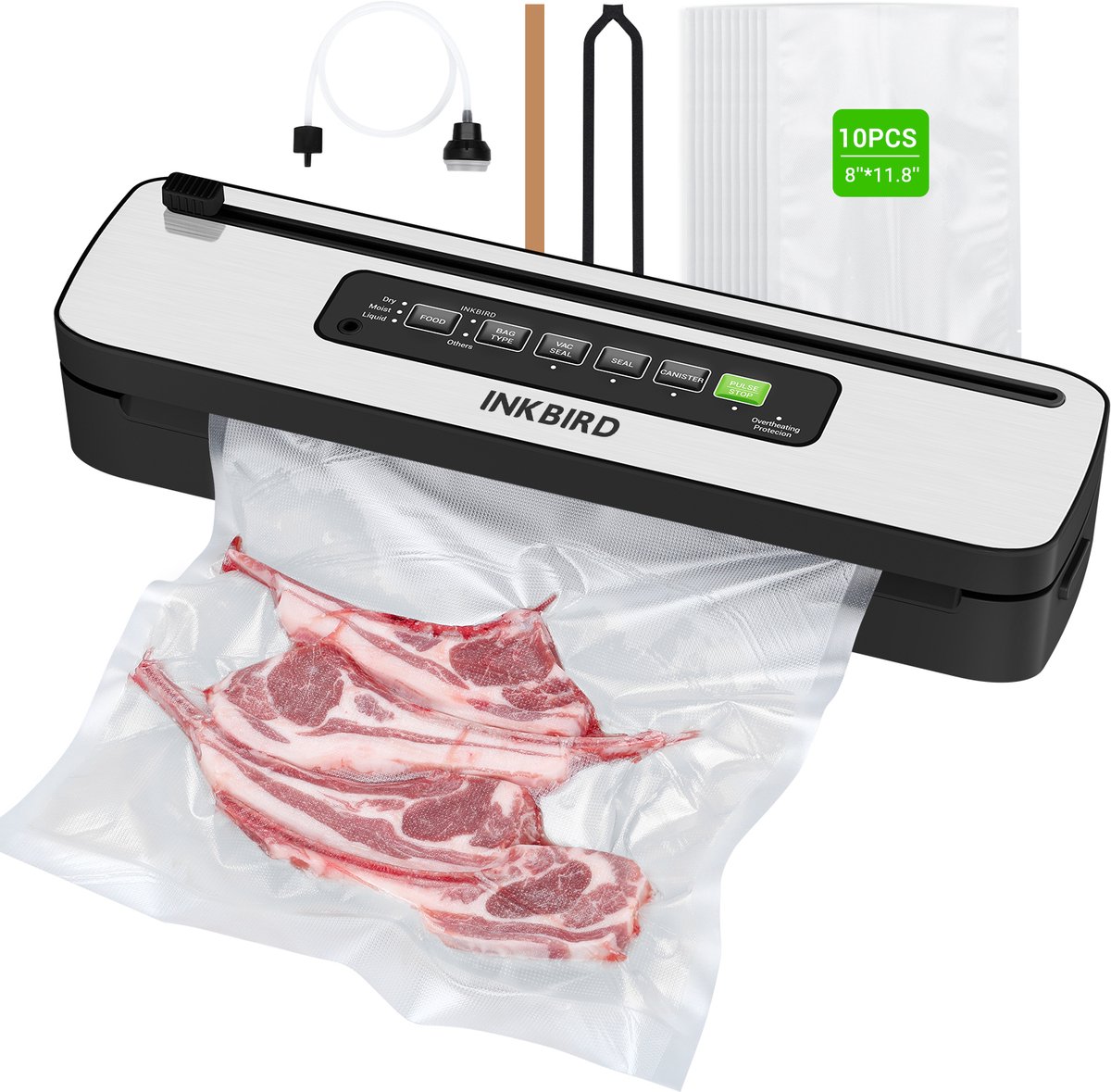 Inkbird SealPro VS05 – Vacuümmachine & Voedsel Sealer – Automatisch Vacuümeren – Droog & Vochtig – Compact Design – Inclusief Vacuümzakken- 150W