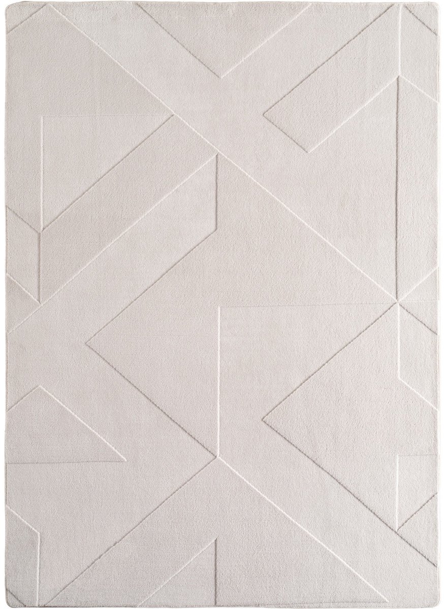 Muratap Japandi Vloerkleed - Hoogpolig - Scandinavisch Abstract Design - 3D-Effect - Creme- 140x200 CM