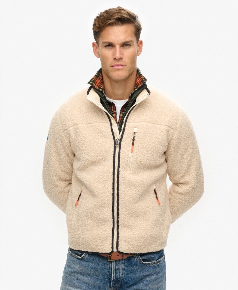 Superdry Outdoor fleecetrui met volledige rits Heren Truien Beige
