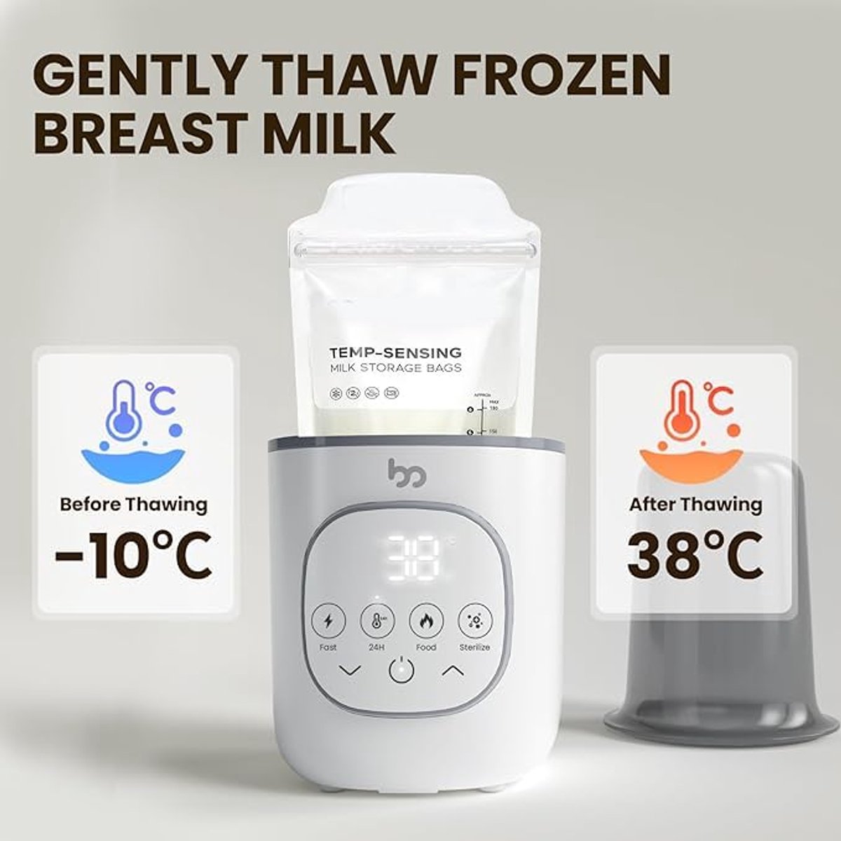 Image of 8-in-1 Multifunctionele Babyflessenwarmer voor Gelijkmatig en Snel Verwarmen van Moedermelk en Melkvoeding