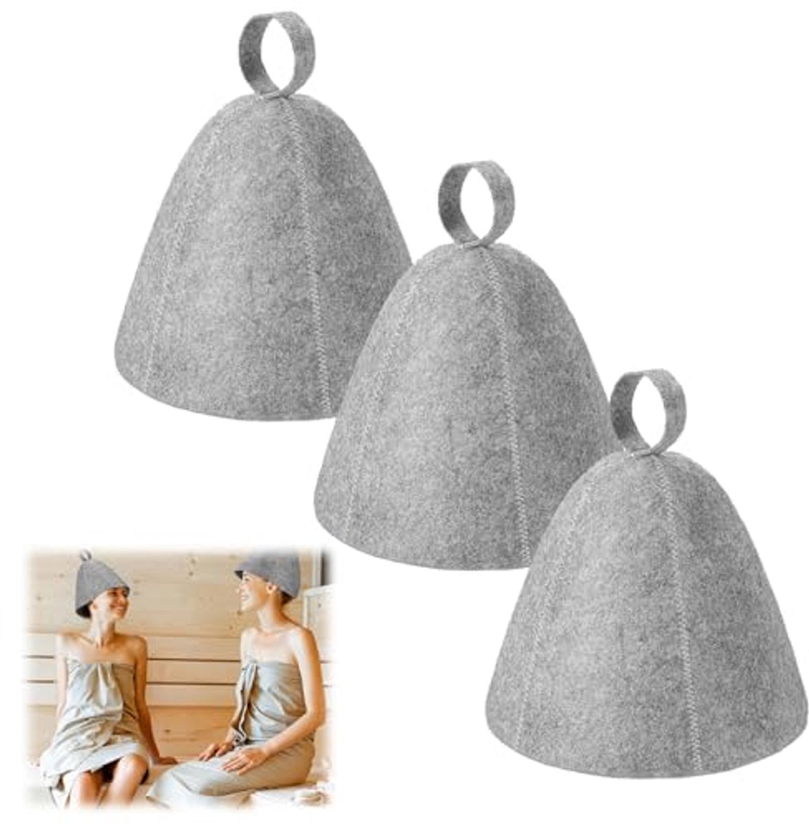 Saunahoeden - Set van 3 vilten sauna-accessoires voor ultieme warmtebescherming