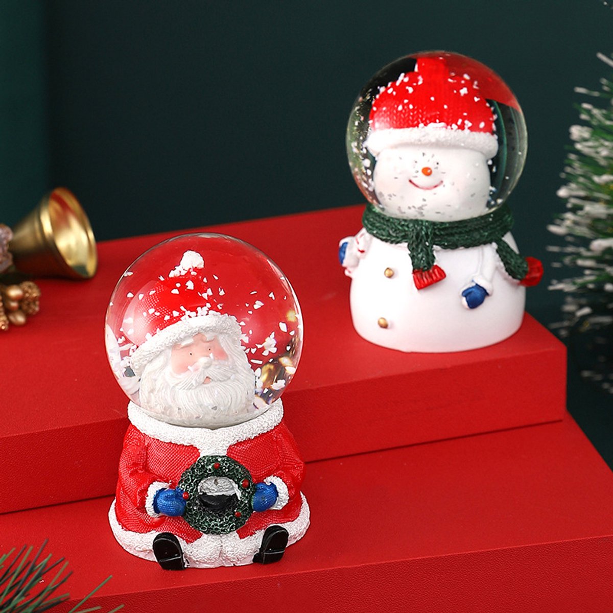 2-pack - Kerstman Kristallen Bol + Kerst Sneeuwpop Sneeuwvlok Bol, Kerst Sneeuwbol van Glas Desktop Mini Lichtgevende Kerstman Kristallen Bol Decoratie Feestdecoratie 2-pack - Kerstman Kristallen Bol + Kerst Sneeuwpop Sneeuwvlok Bol, Kerst Sneeuwbol van Glas Desktop Mini Lichtgevende Kerstman Kristallen Bol Decoratie Feestdecoratie - Image 1