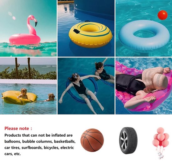 Elektrische luchtpomp - Grote opblaasbare apparatuurpomp - Snelle pomp - Met 5 mondstukken - Geschikt voor het oppompen van luchtbedden, gymnastiekmatten, kajaks en paddleboards, zwembadspeelgoed en vlotten - Zwart van ROCKBROS — afbeelding 4