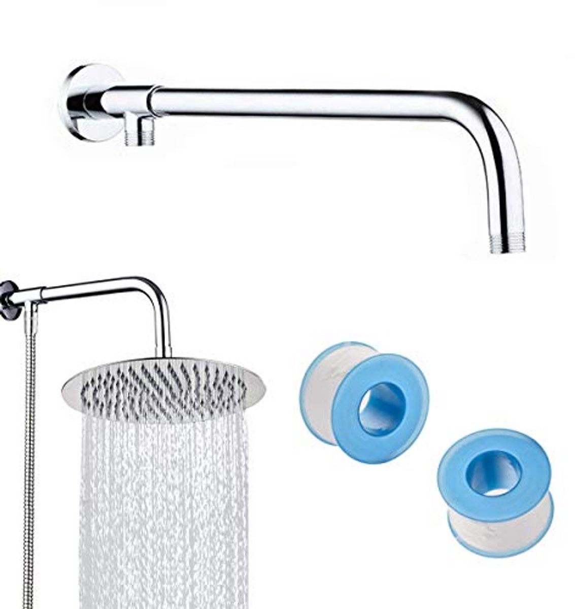 Roestvrijstalen Douchearm 41 cm met Universele Connector voor Regendouchekop